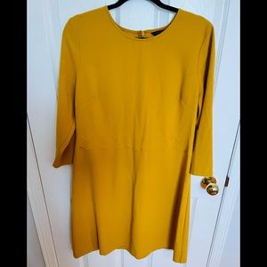 Banana Republic, fall dress, beautiful mustard yellow, 3/4 sleeve.